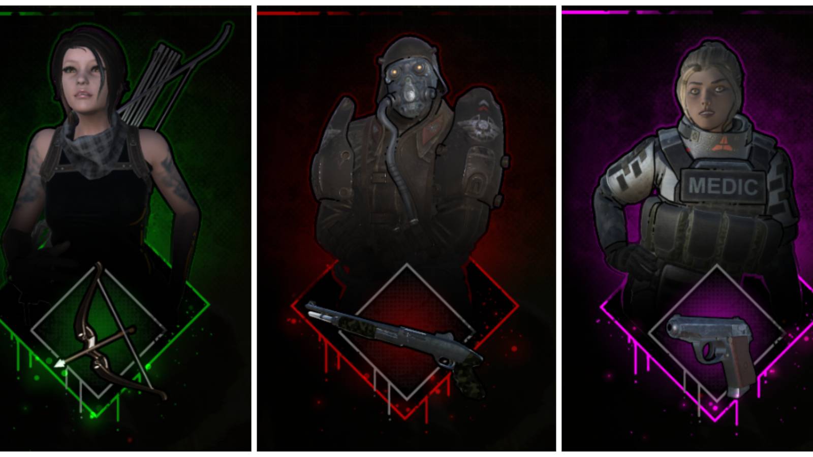 Yet Another Zombie Survivors, Huntress, Tank, & Medic Character Portraits