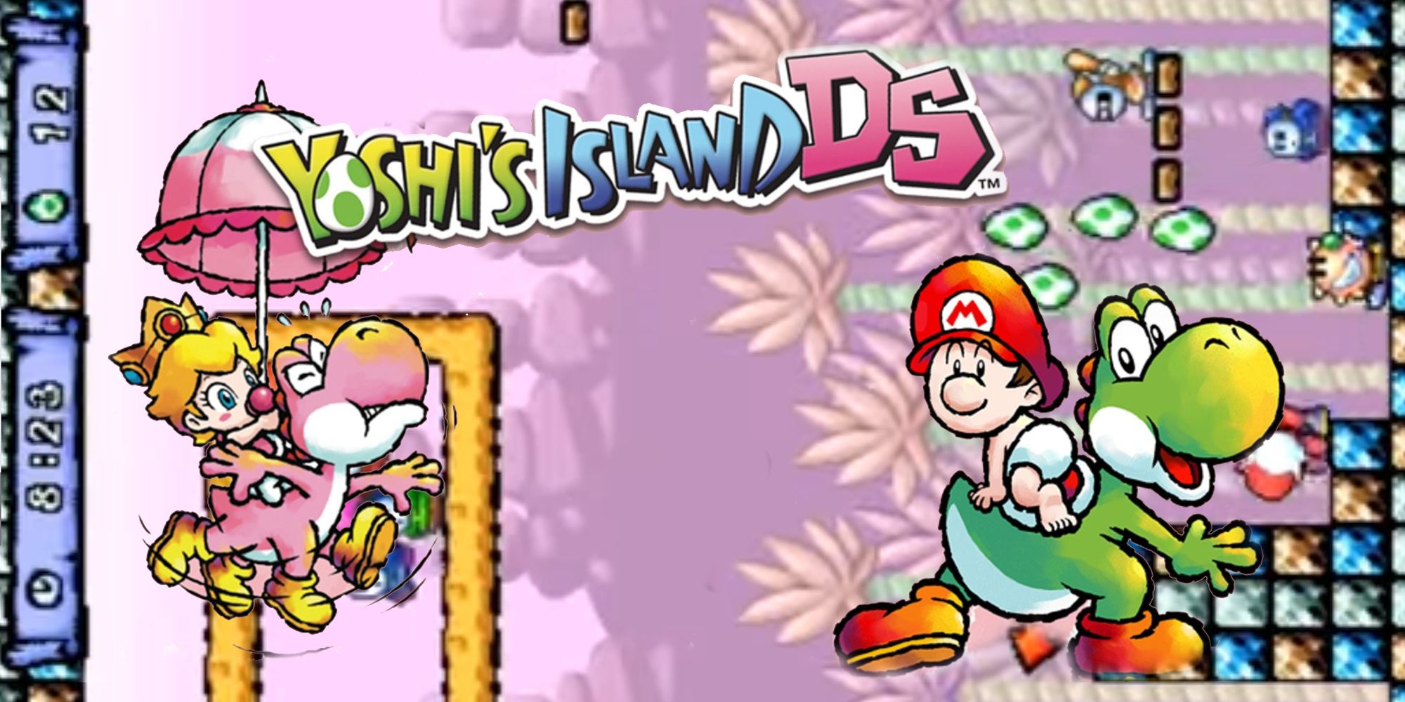 Yoshi's Island DS (2006) Baby princess peach and baby mario on yoshis