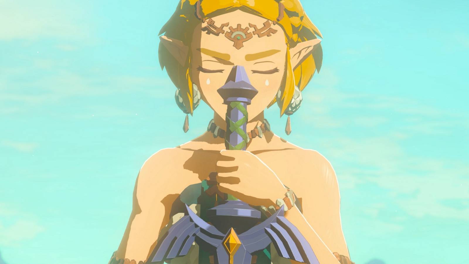 zelda with master sword tears of the kingdom
