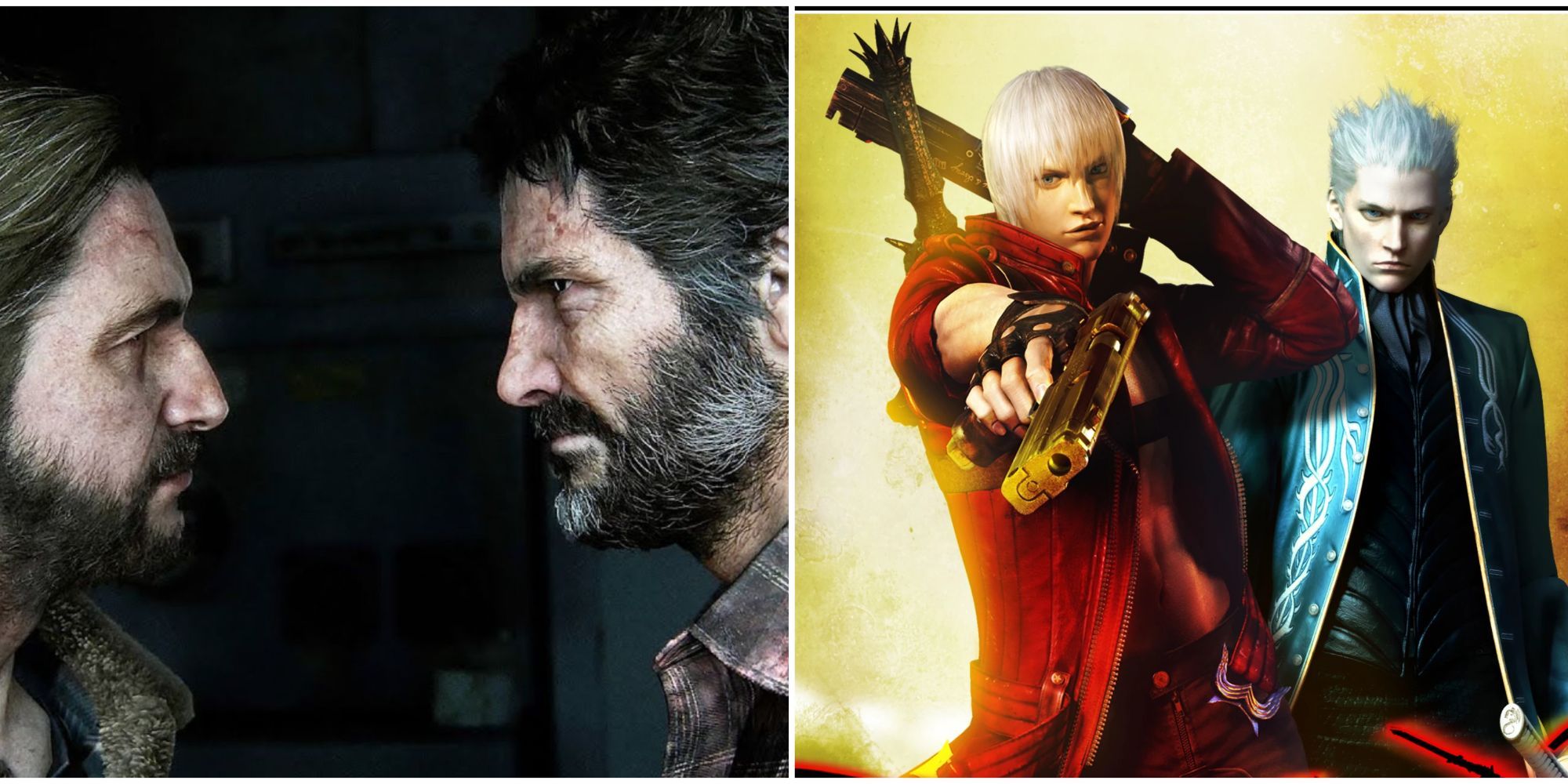 10 Best Video Game Brothers: Joel and Tommy from The Last of Us, beside Vergil and Dante from Devil May Cry