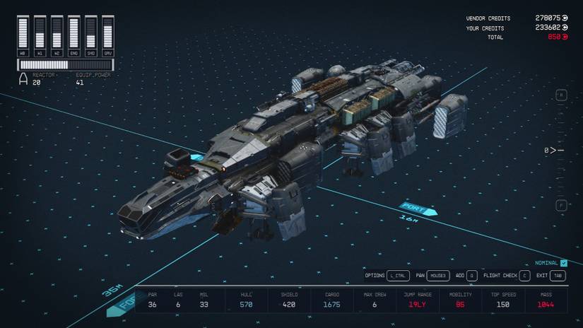 Customizing a ship in Starfield