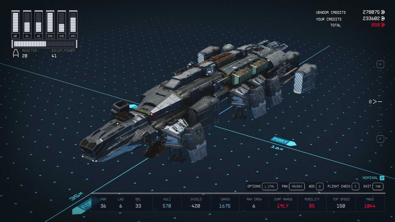 Customizing a ship in Starfield