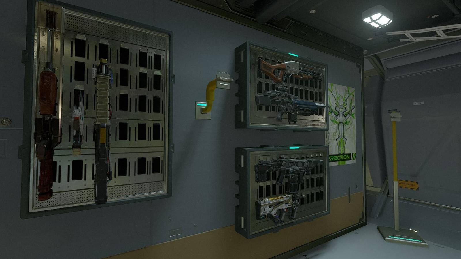 A stacked armory in Starfield