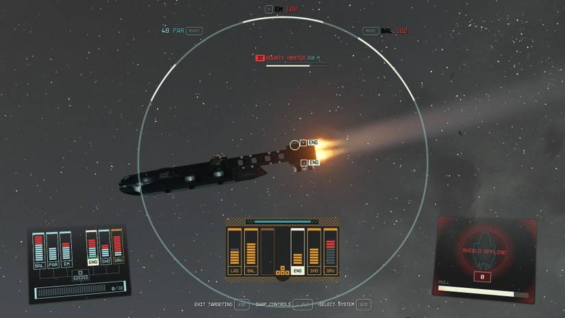 Targeting ship systems in Starfield