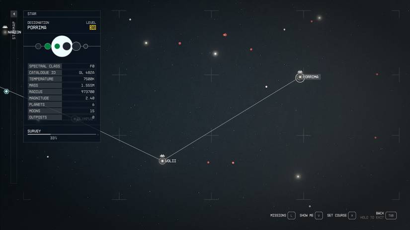 Location of the Porrima system in Starfield