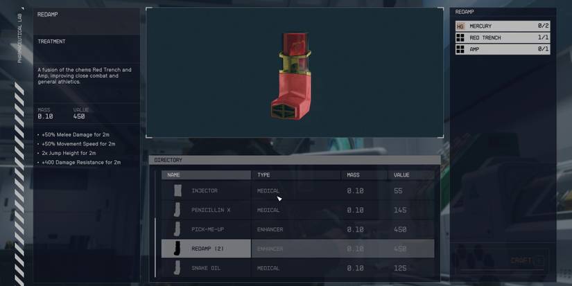 crafting red amp in starfield