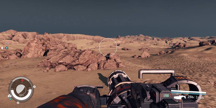 starfield player with a heavy minigun