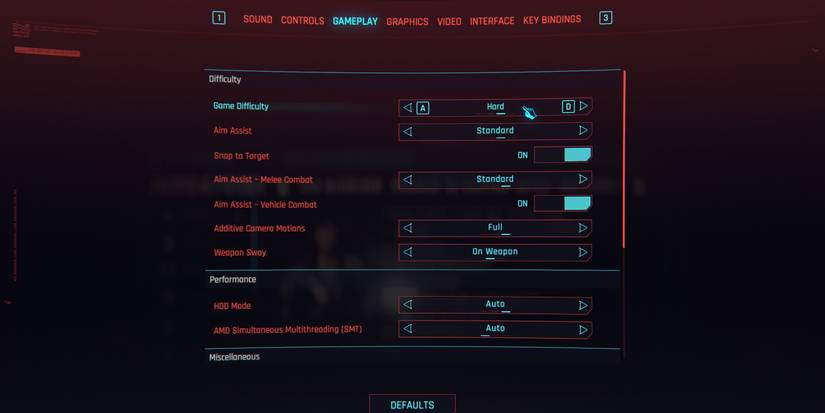 changing the difficulty in Cyberpunk 2077