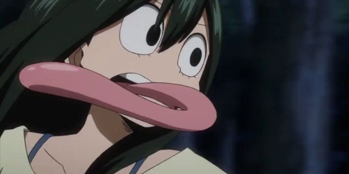 Tsuyu using her tongue 