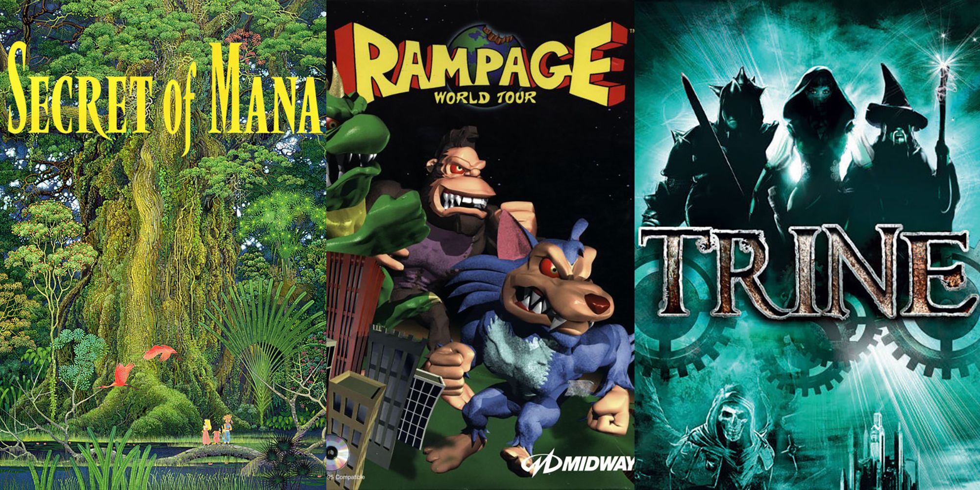 3-Player Retro Games (Secret of Mana, Rampage World Tour, Trine)