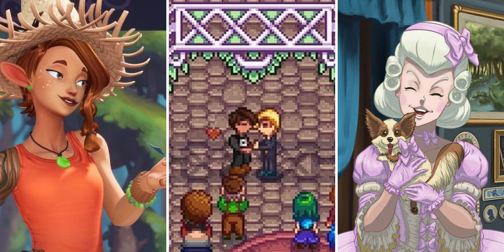 A grid showing characters from the games Potionomics, Stardew Valley, and Ambition: A Minute In Power