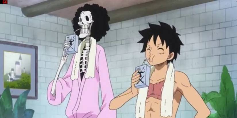 Brook and Luffy in a bath
