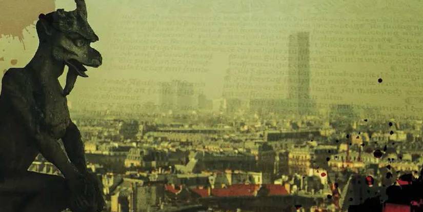 A gargoyle from Vampire The Masquerade looking over a city