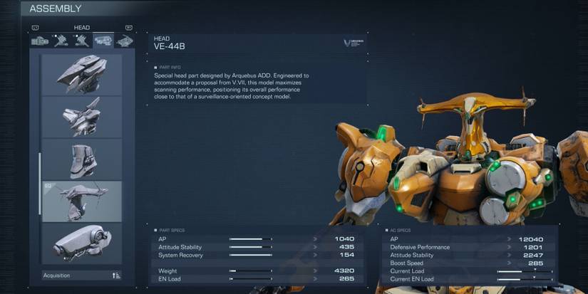 VE-44B Head Part Armored Core 6