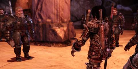 Aeducan meets Trian in Aeducan Thaig in the Dwarf Noble origin