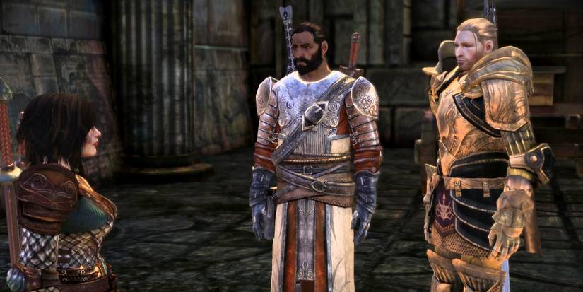 Aeducan Warden, Duncan, and King Cailan meet at Ostagar in Dragon Age: Origins