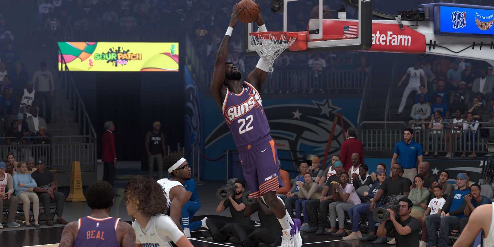 DeAndre Ayton dunking the basketball in NBA 2K24