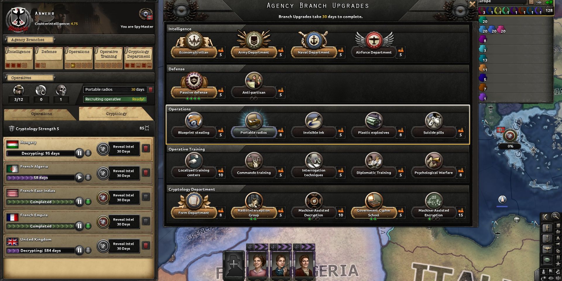 An intelligence agency in Hearts of Iron 4