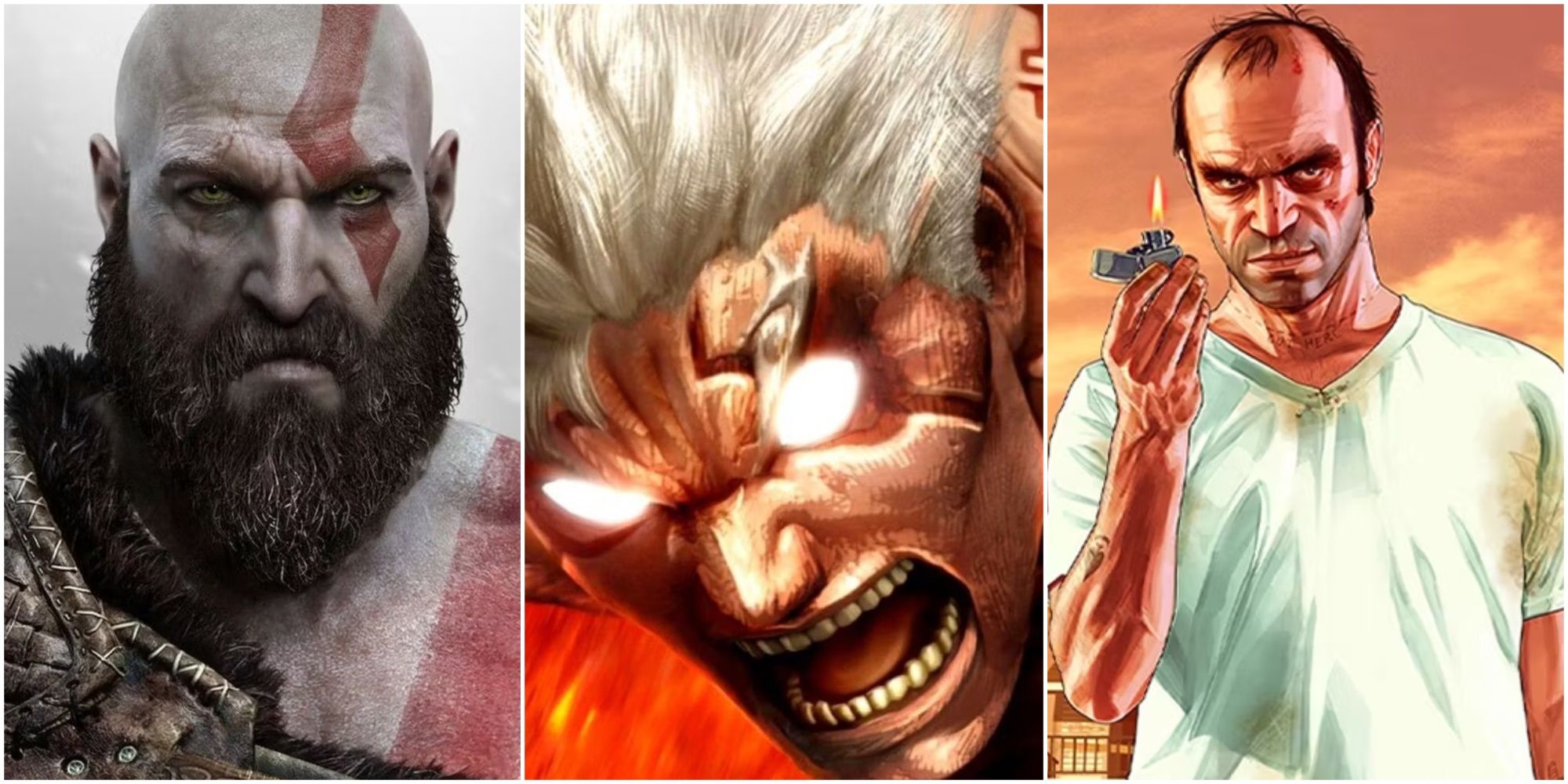 Angriest Video Game Characters Of All Time, Kratos, Asura, and Trevor Philips