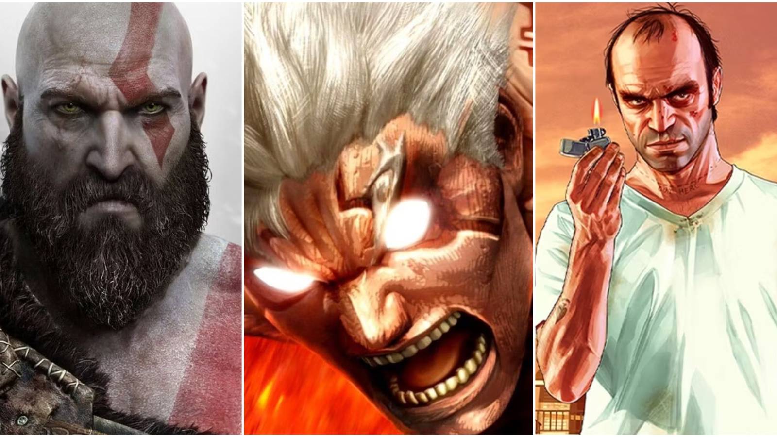 Angriest Video Game Characters Of All Time, Kratos, Asura, and Trevor Philips