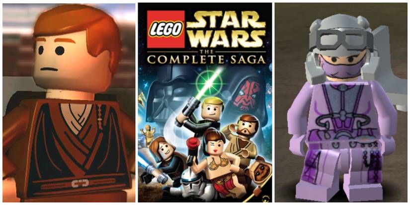 Anakin Skywalker and  Zam Wesell next to the Complete Saga Banner