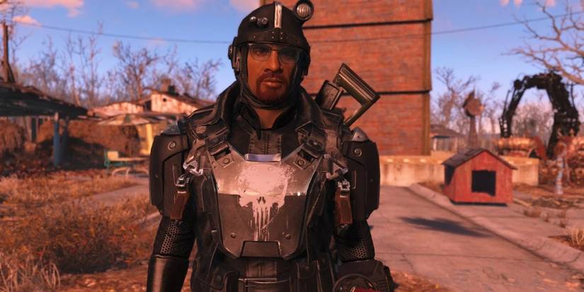 Helmet body armor outfit in settlement Fallout 4