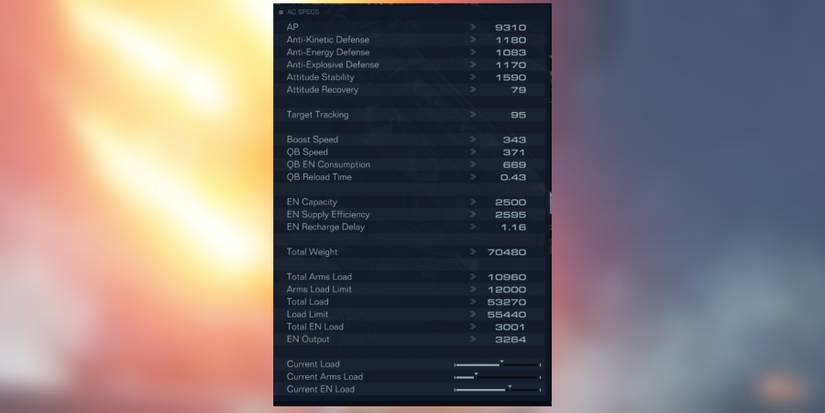 Armored Core 6 All Stats Explained AC Specs AC6