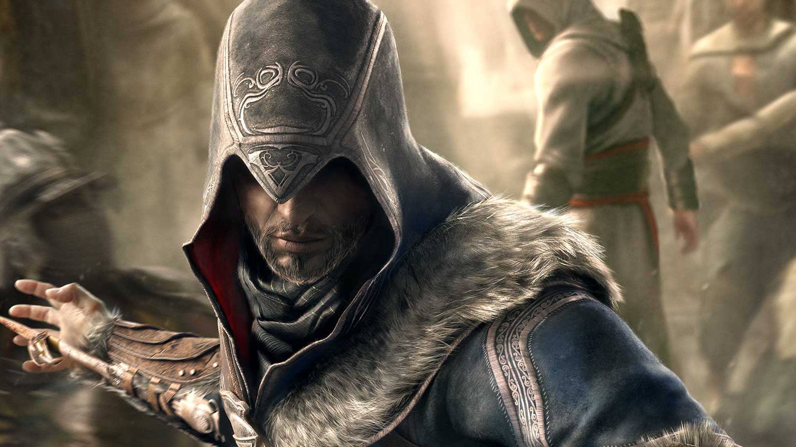 Assassin's Creed Revelations Ezio with Altair in the background