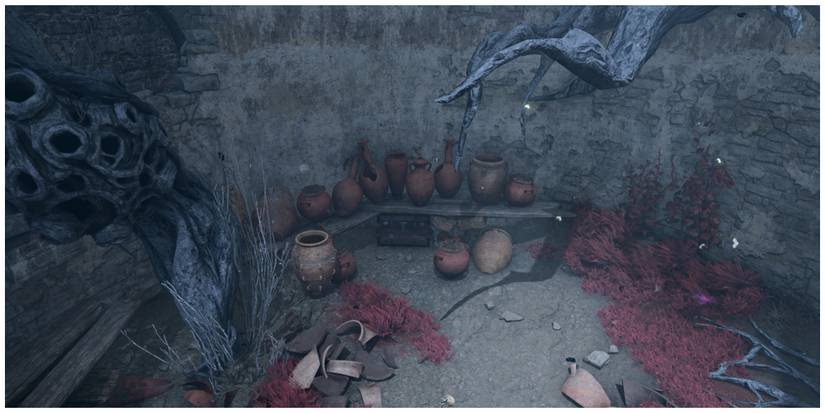 Baldur's Gate 3, Chest In Circular Tower Under Bench Covered In Vases