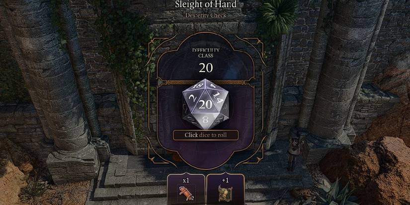 Sleight of Hand check, using the game's base dice skin