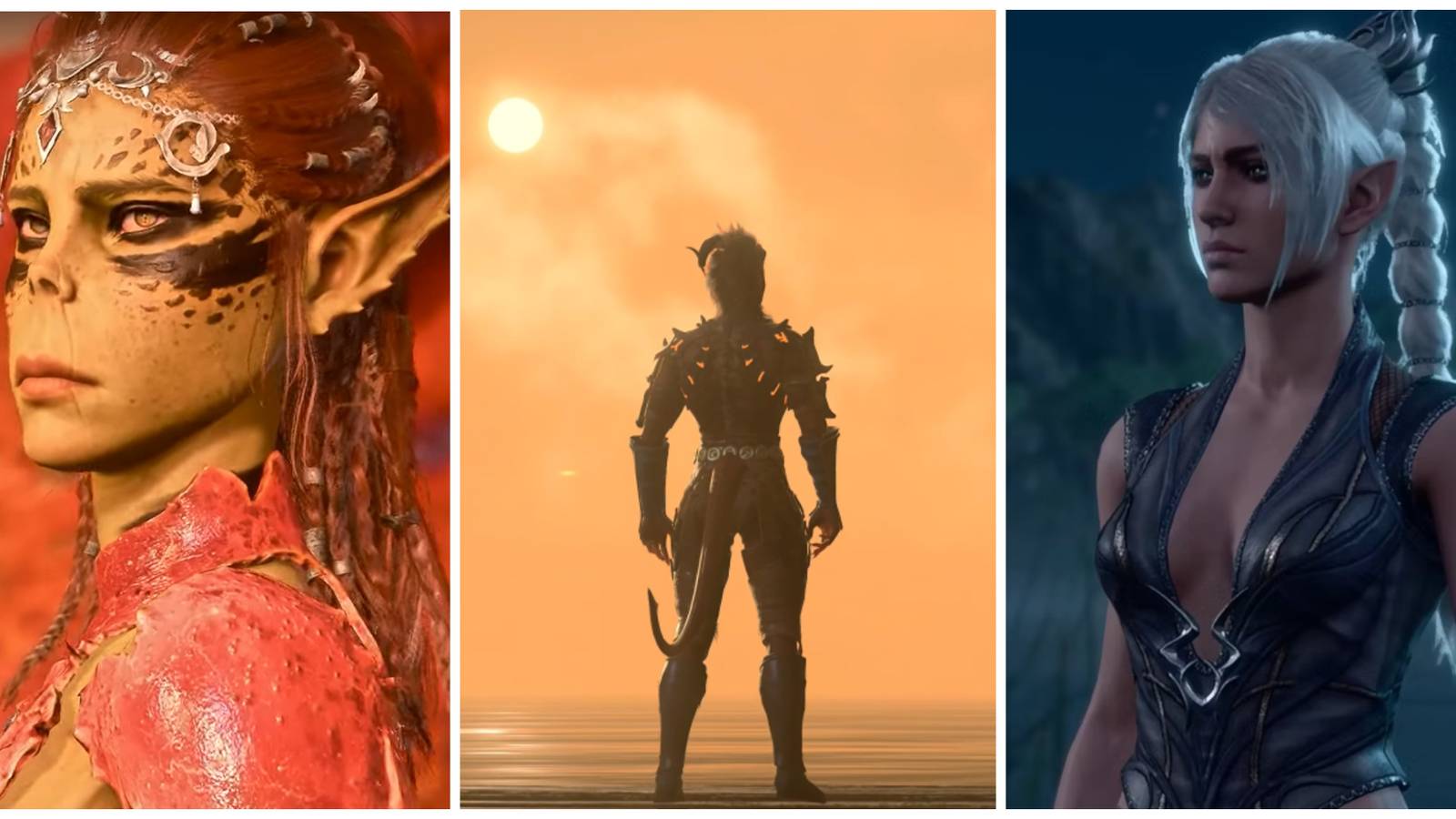 Baldur's Gate 3, Lae'zel, Karlach In Sunset, Shadowheart
