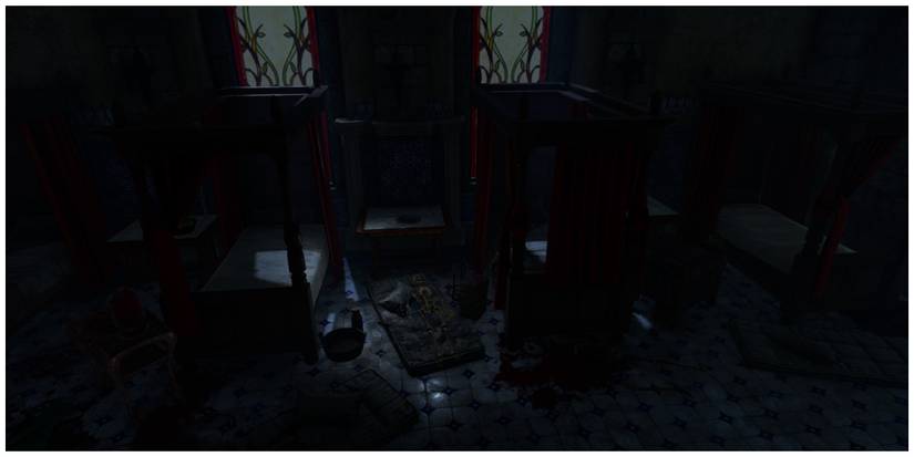 Baldur's Gate 3, Skeleton In Between Beds In House Of Healing