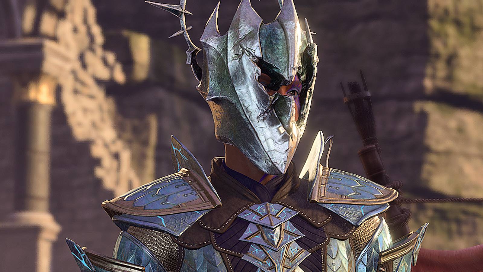 Baldur's Gate 3 Custom Player Character wearing Grymskull Helm and Adamantine Scale Armor