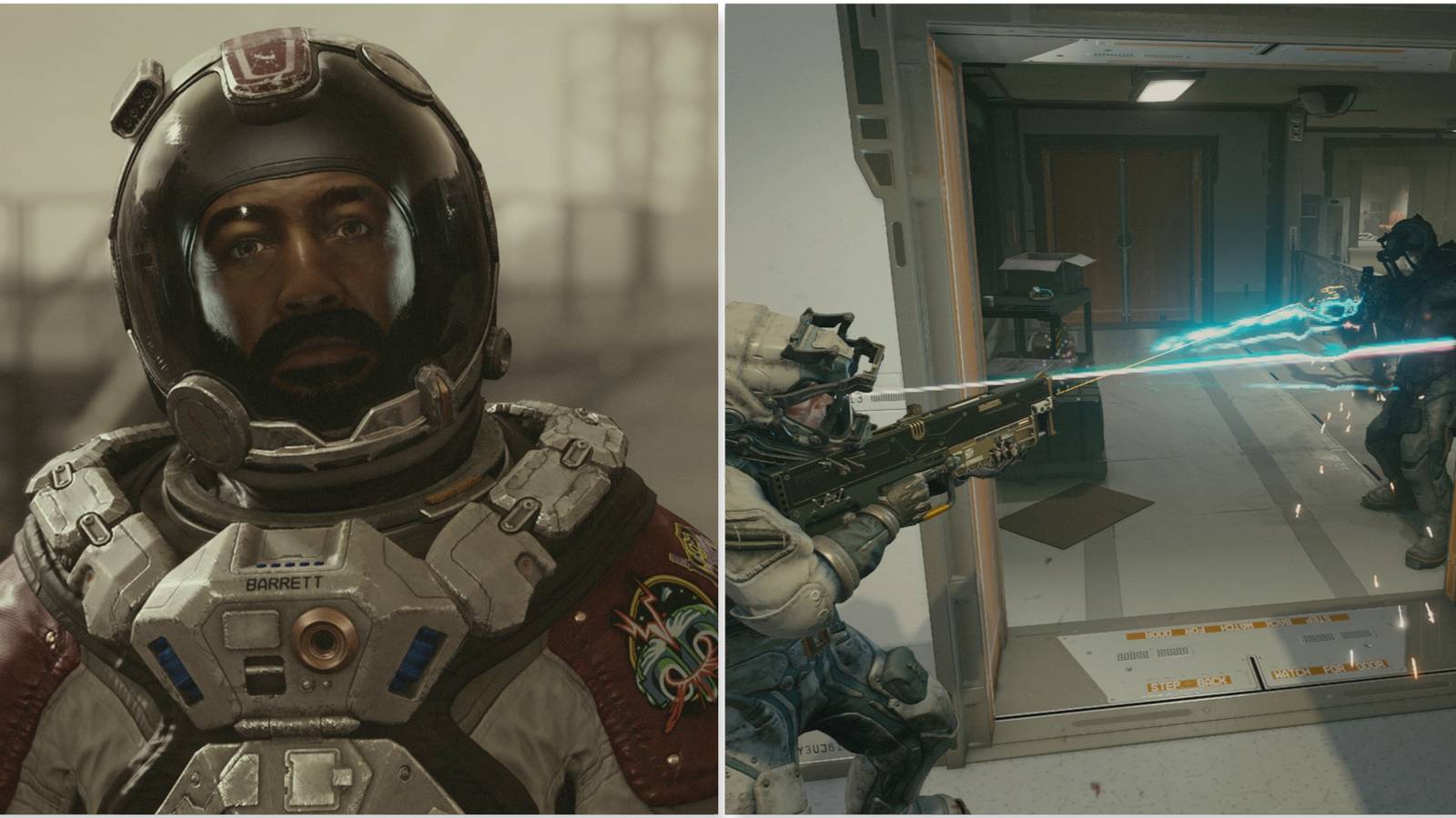 Barrett and Fighting enemies in Starfield