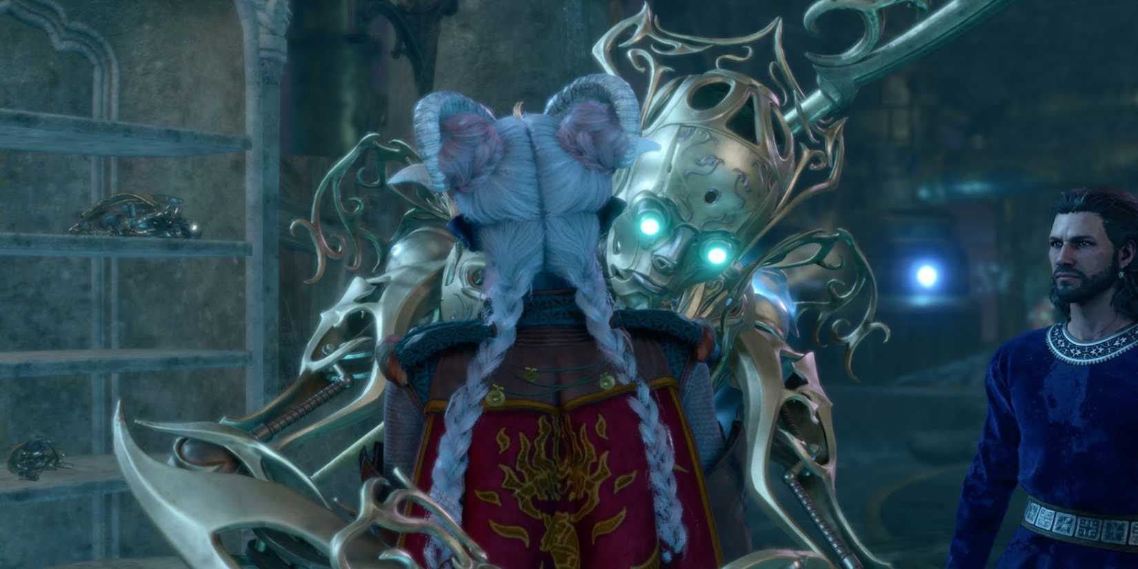 A player getting hugged by Bernard in Baldur's Gate 3