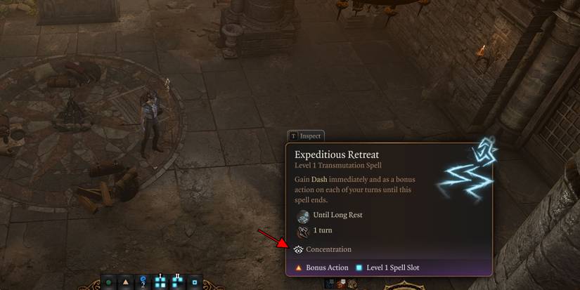 Concentration tooltip in Baldur's Gate 3.