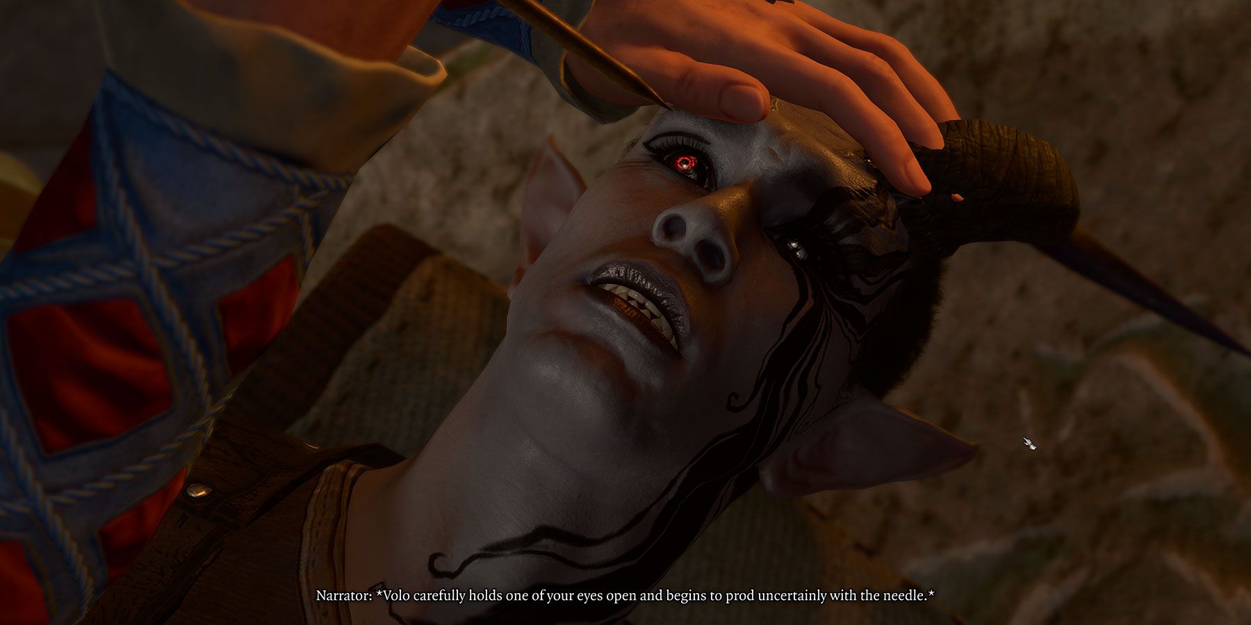 Allowing Volo to remove the player's eye in Baldur's Gate 3.