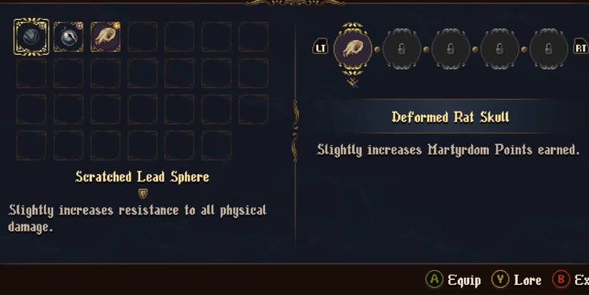 Blasphemous 2 - Looking At The Deformed Rat Skull In The Rosary Beads Menu