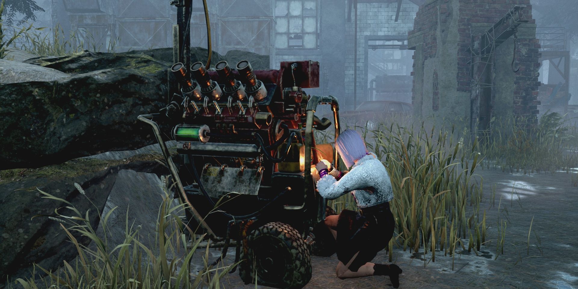 blast mine survivor working on generator