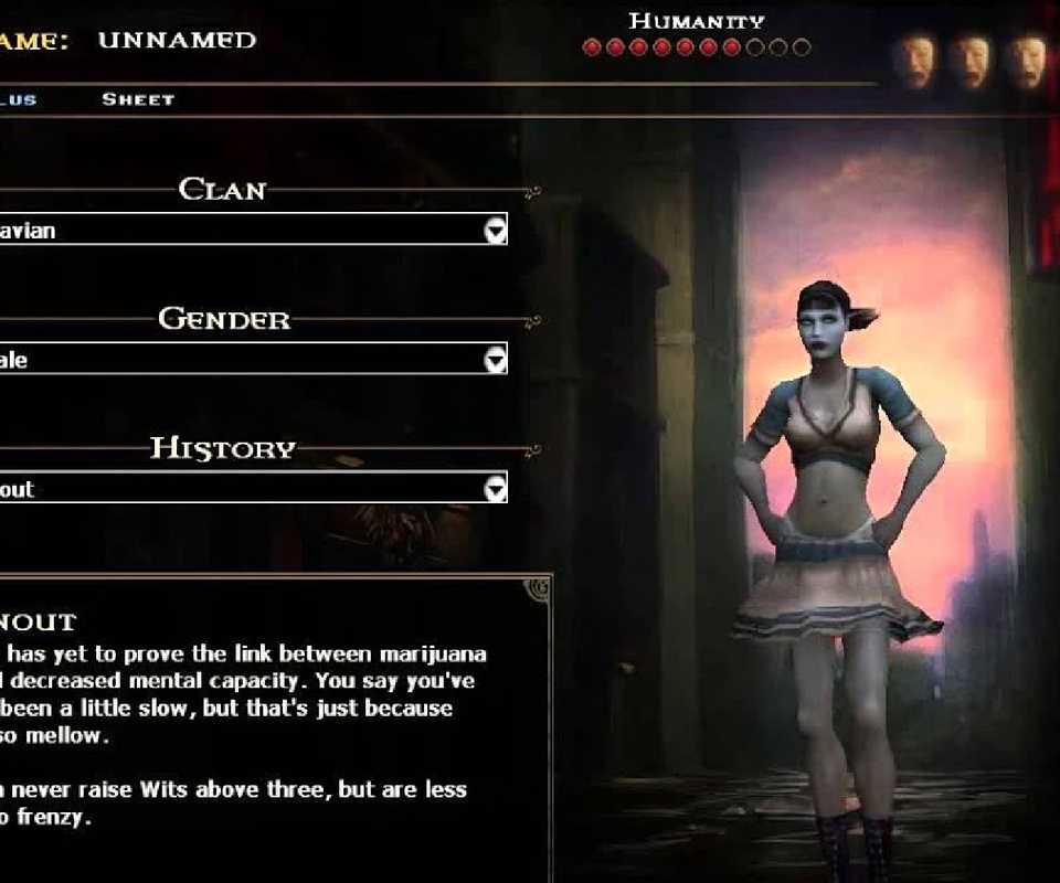 Vampire the Masquerade Bloodlines - Bloodlines character choice screen Malkavian female