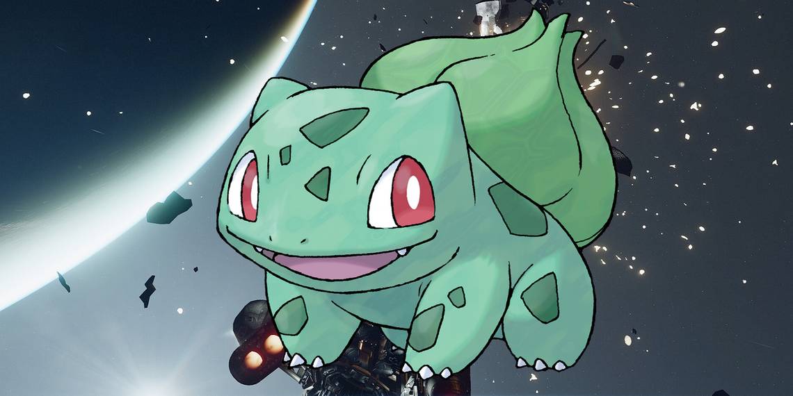 "Jugador de Starfield construye una nave espacial con temática de Bulbasaur."
