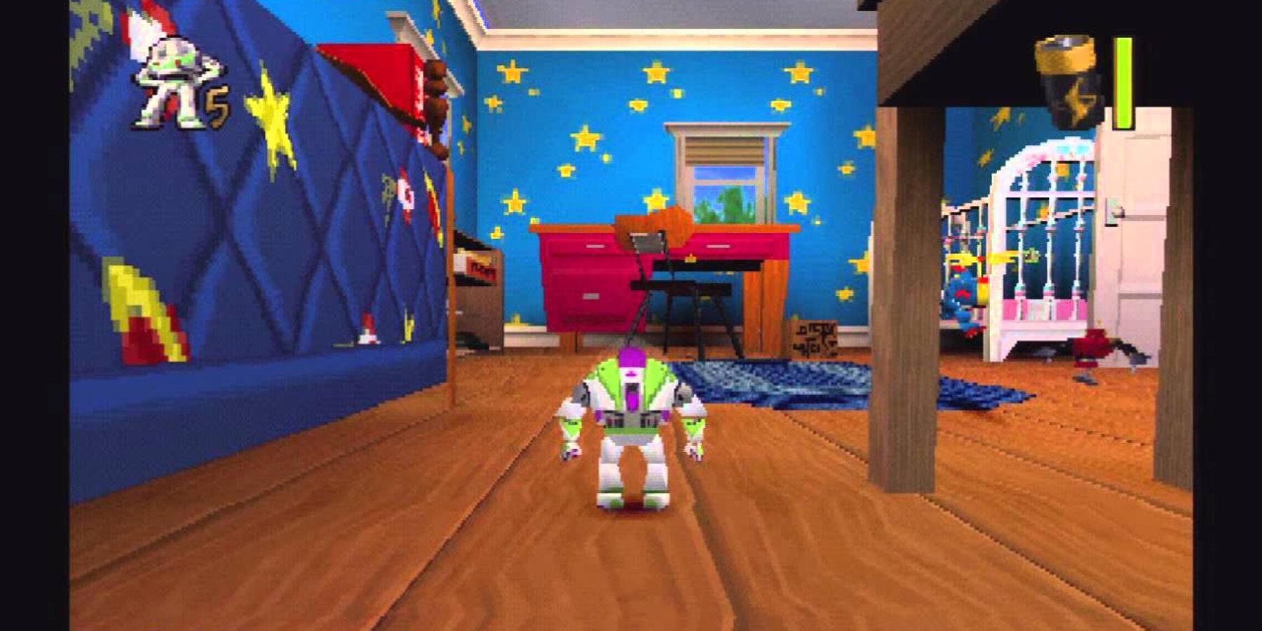 Buzz Lightyear surveying Andy's Room