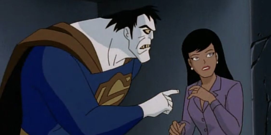 An Image of Bizarro pointing at a woman
