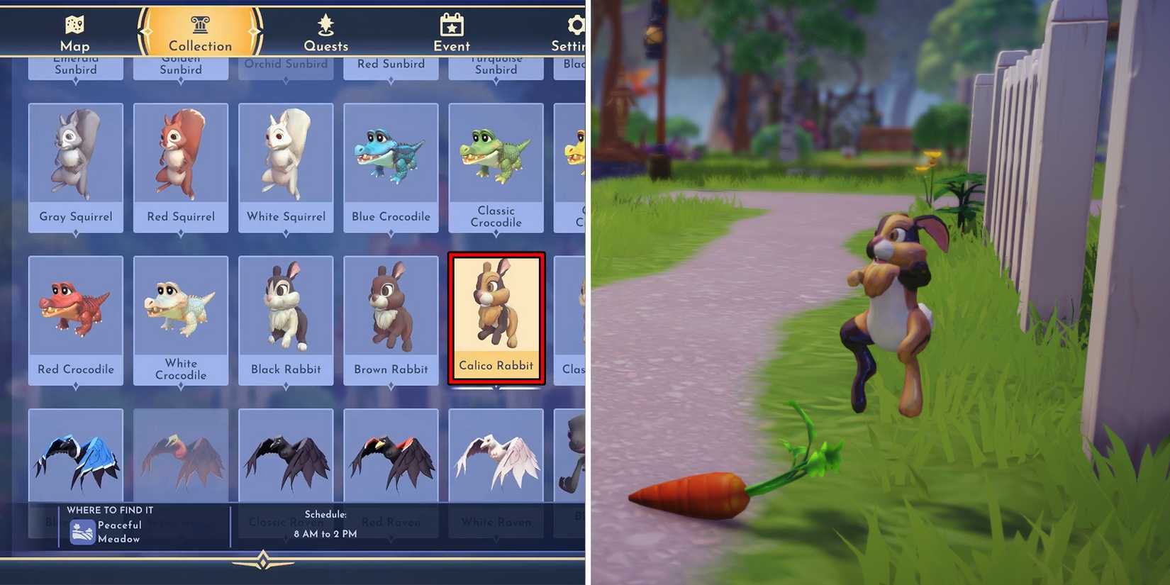 calico rabbit in disney dreamlight valley