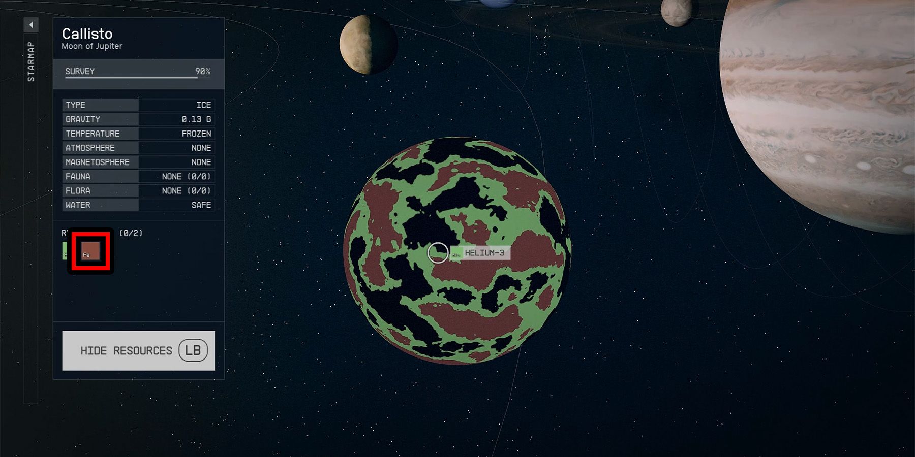 callisto comprises iron in starfield