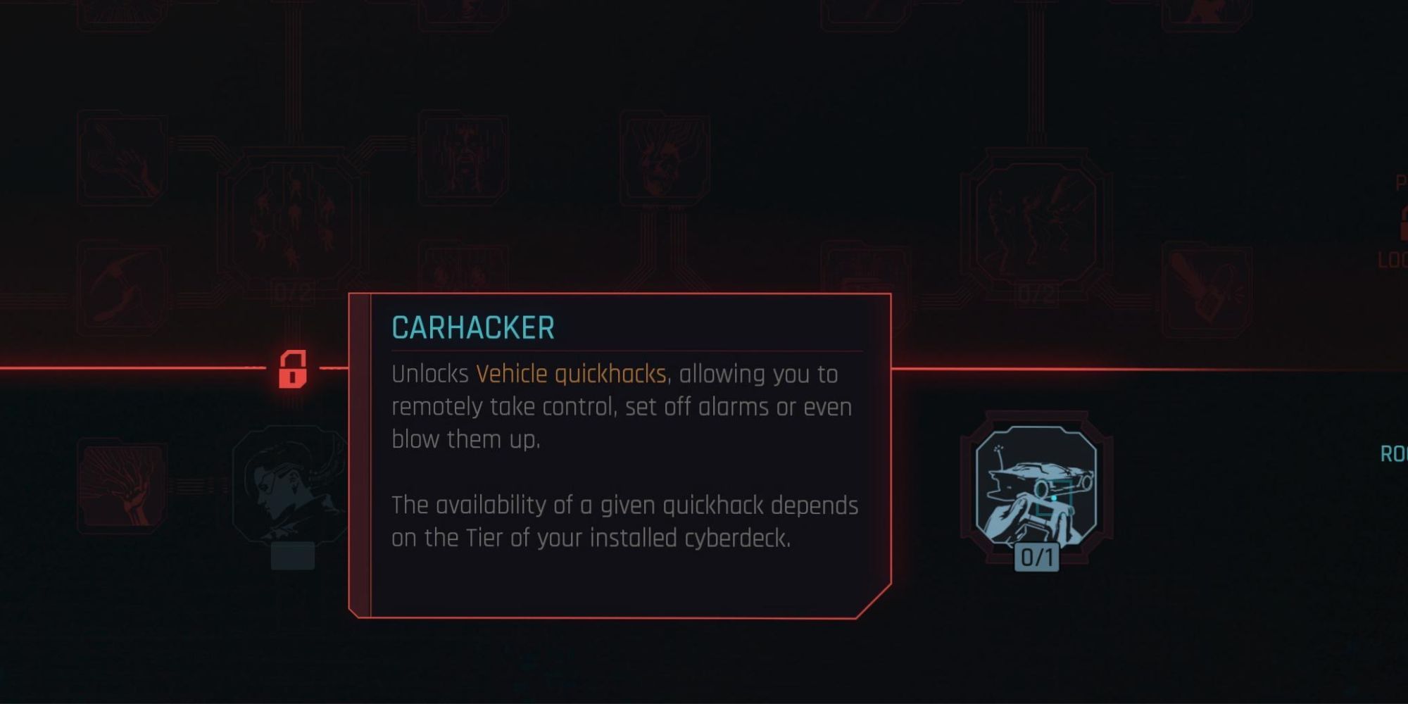 The Carhacker skill in Cyberpunk 2077