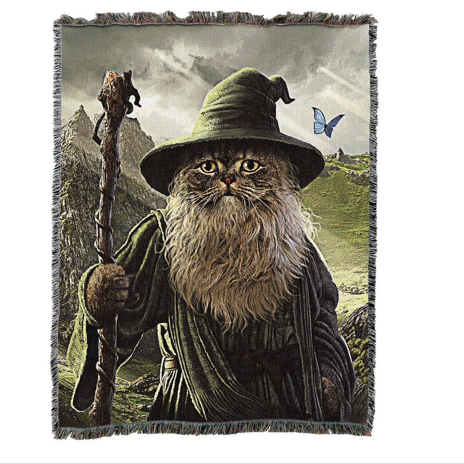 A tapestry of a cat Gandalf