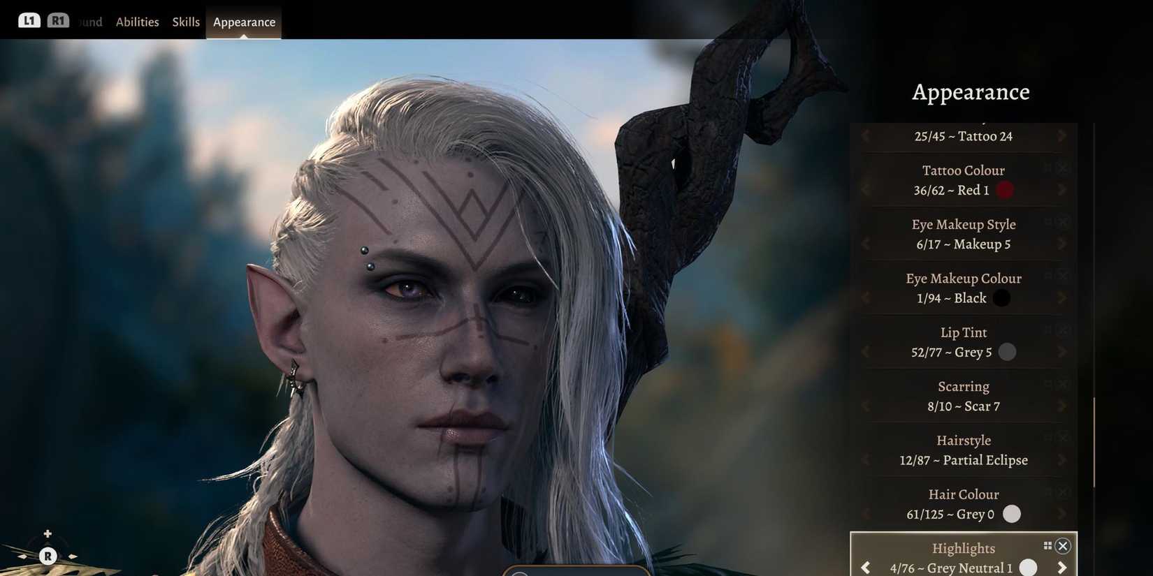 The Character Creator in Baldur's Gate 3