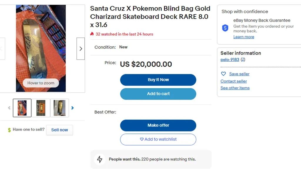 Unbelievable: Ultra Rare Pokemon Skateboard Fetches a Staggering $20,000!