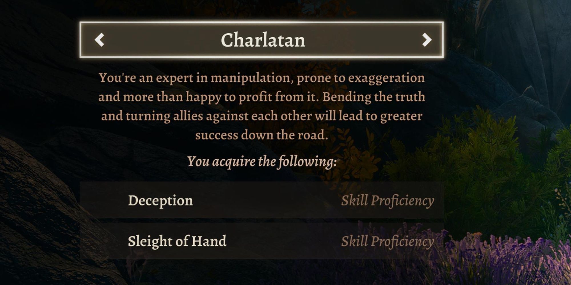 The Charlatan background in Baldur's Gate 3